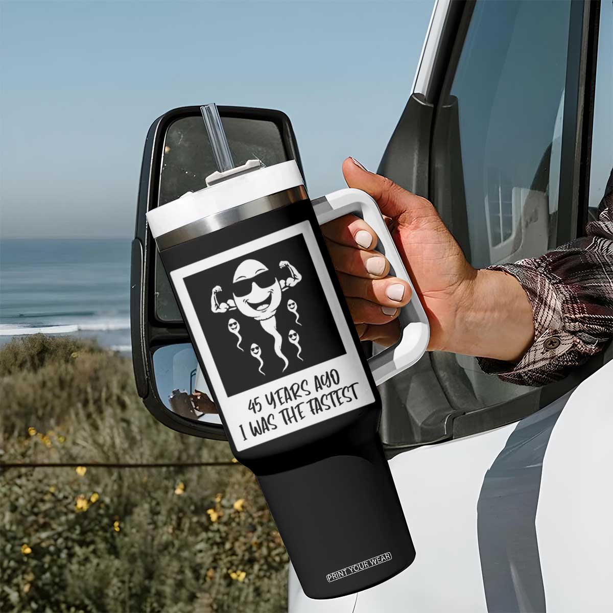 45 Years Ago I Was The Fastest Tumbler With Handle Funny 45th Birthday Gift TS12 Print Your Wear