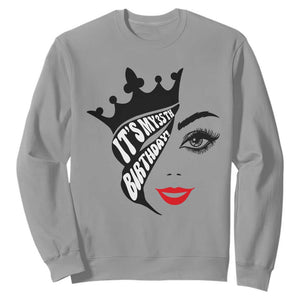Its My 35th Birthday Sweatshirt Birthday Queen Crown Gift For Women TS12 Sport Gray Print Your Wear