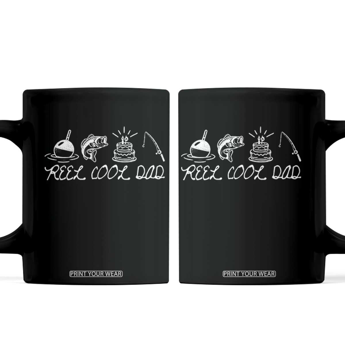 Reel Cool Dad Coffee Mug Funny Fishing Dad Birthday Gift TS12 Black Print Your Wear