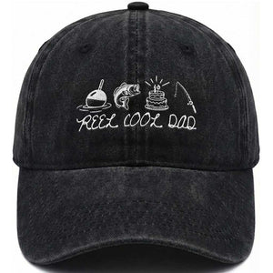 Reel Cool Dad Washed Cotton Baseball Cap Funny Fishing Dad Birthday Gift TS12 Print Your Wear