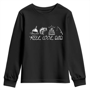 Reel Cool Dad Youth Sweatshirt Funny Fishing Dad Birthday Gift TS12 Black Print Your Wear