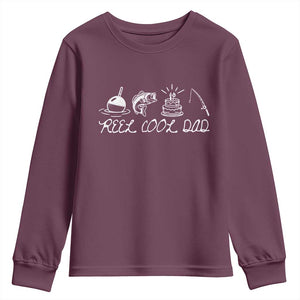 Reel Cool Dad Youth Sweatshirt Funny Fishing Dad Birthday Gift TS12 Maroon Print Your Wear