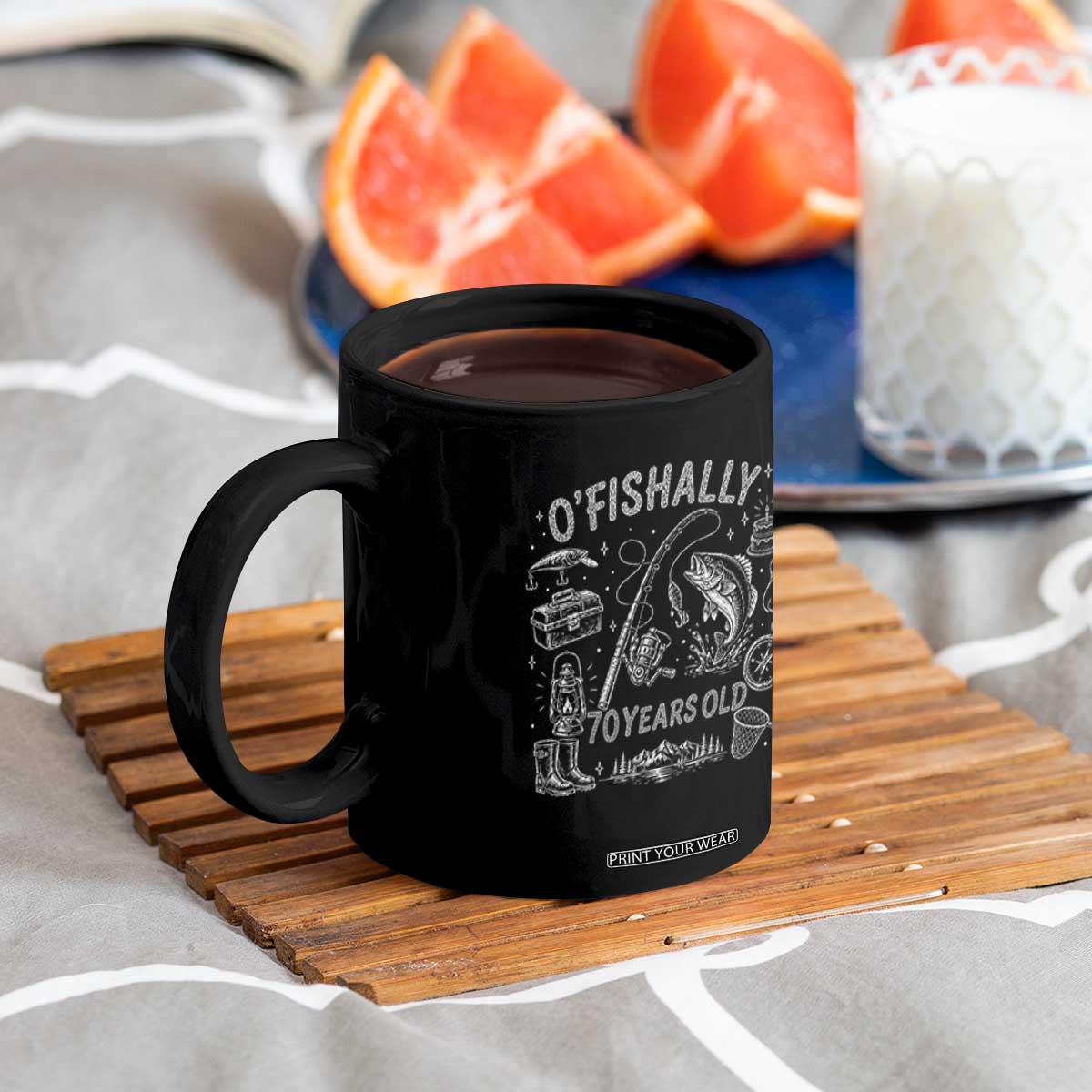 O'Fishally 70 Years Old Coffee Mug Funny Fisherman Birthday Graphic TS12 Print Your Wear