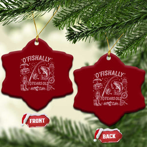 O'Fishally 70 Years Old Ceramic Ornament Funny Fisherman Birthday Graphic TS12 Print Your Wear