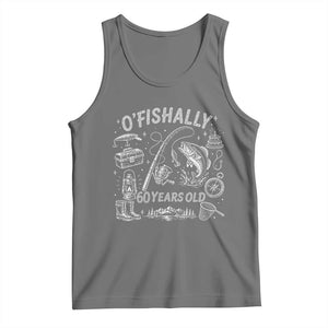 O'Fishally 60 Years Old Tank Top Funny Fisherman Birthday Graphic TS12 Black Heather Print Your Wear