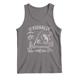 O'Fishally 60 Years Old Tank Top Funny Fisherman Birthday Graphic TS12 Deep Heather Print Your Wear