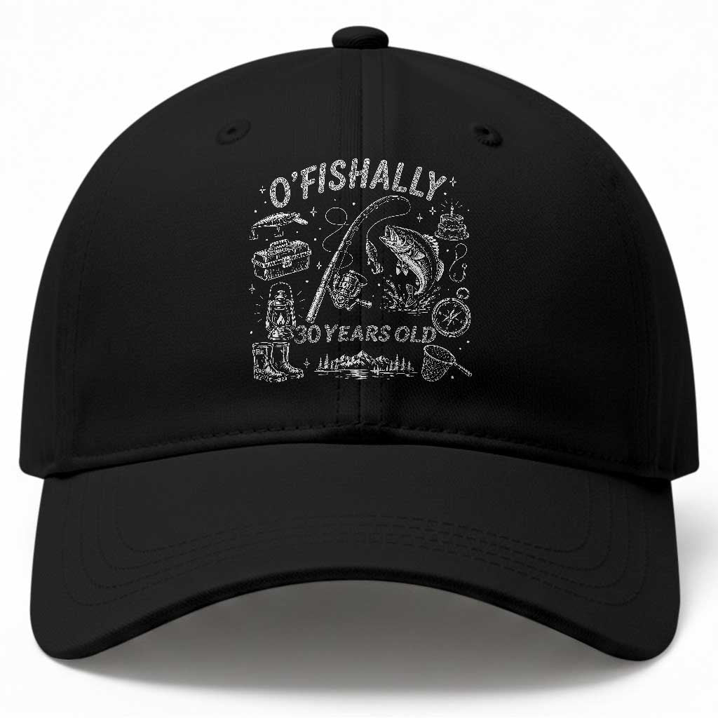 O'Fishally 30 Years Old Baseball Cap Funny Fisherman Birthday Graphic TS12 Print Your Wear