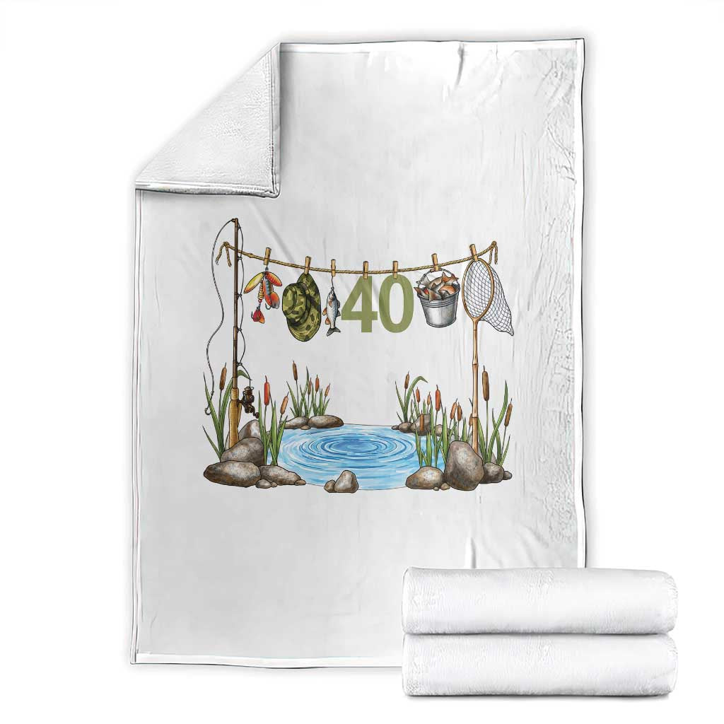 40th Birthday Fishing Throw Blanket Fisherman Birthday Party Gift TS12 White Print Your Wear