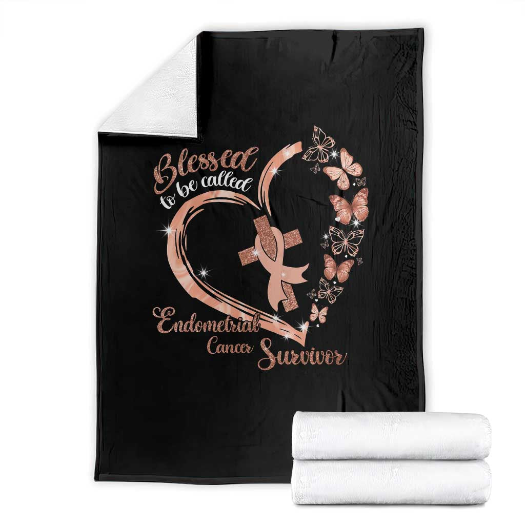 Endometrial Cancer Warrior Gift Throw Blanket Blessed To Be Called A Survivor TS12 Black Print Your Wear