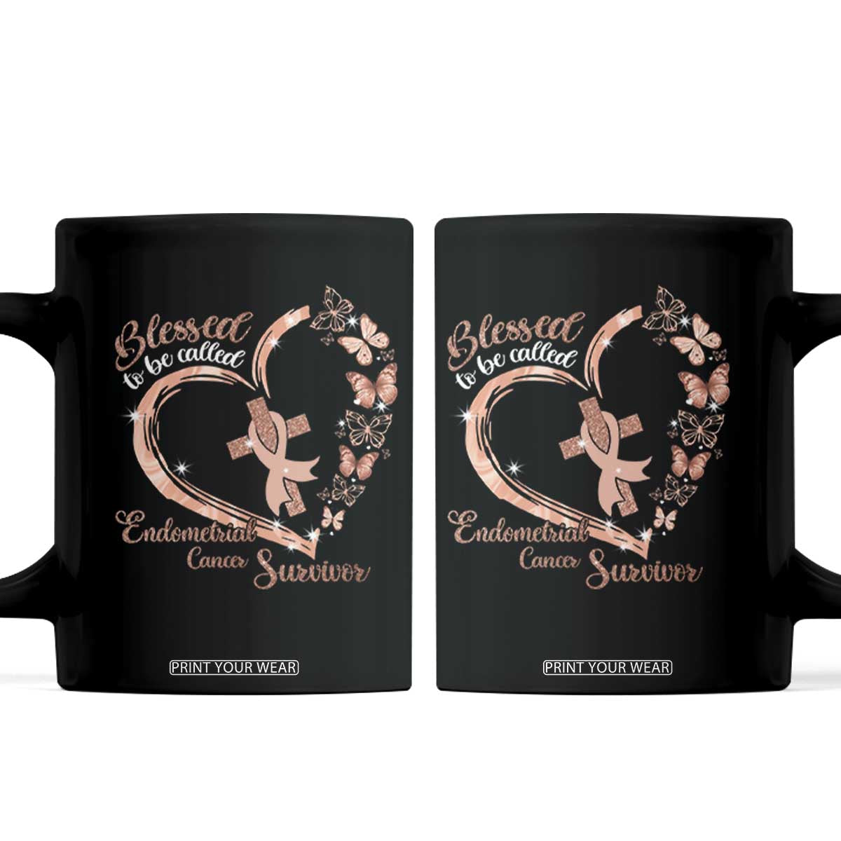 Endometrial Cancer Warrior Gift Coffee Mug Blessed To Be Called A Survivor TS12 Black Print Your Wear