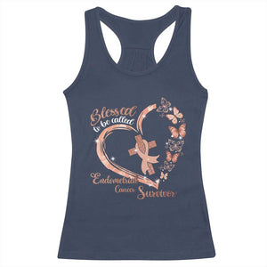 Endometrial Cancer Warrior Gift Racerback Tank Top Blessed To Be Called A Survivor TS12 Navy Print Your Wear