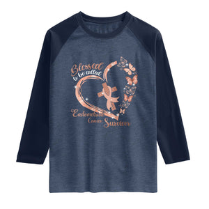 Endometrial Cancer Warrior Gift Raglan Shirt Blessed To Be Called A Survivor TS12 Heather Denim Navy Print Your Wear