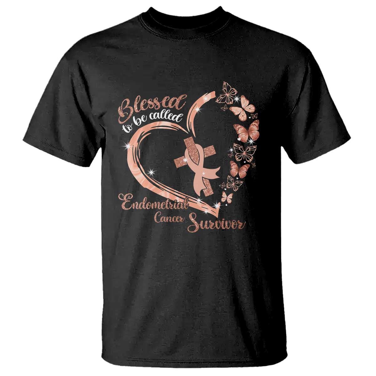 Endometrial Cancer Warrior Gift T Shirt Blessed To Be Called A Survivor TS12 Black Print Your Wear