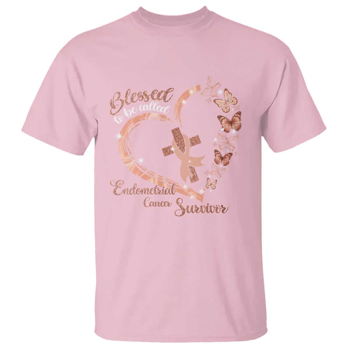 Endometrial Cancer Warrior Gift T Shirt Blessed To Be Called A Survivor TS12 Light Pink Print Your Wear