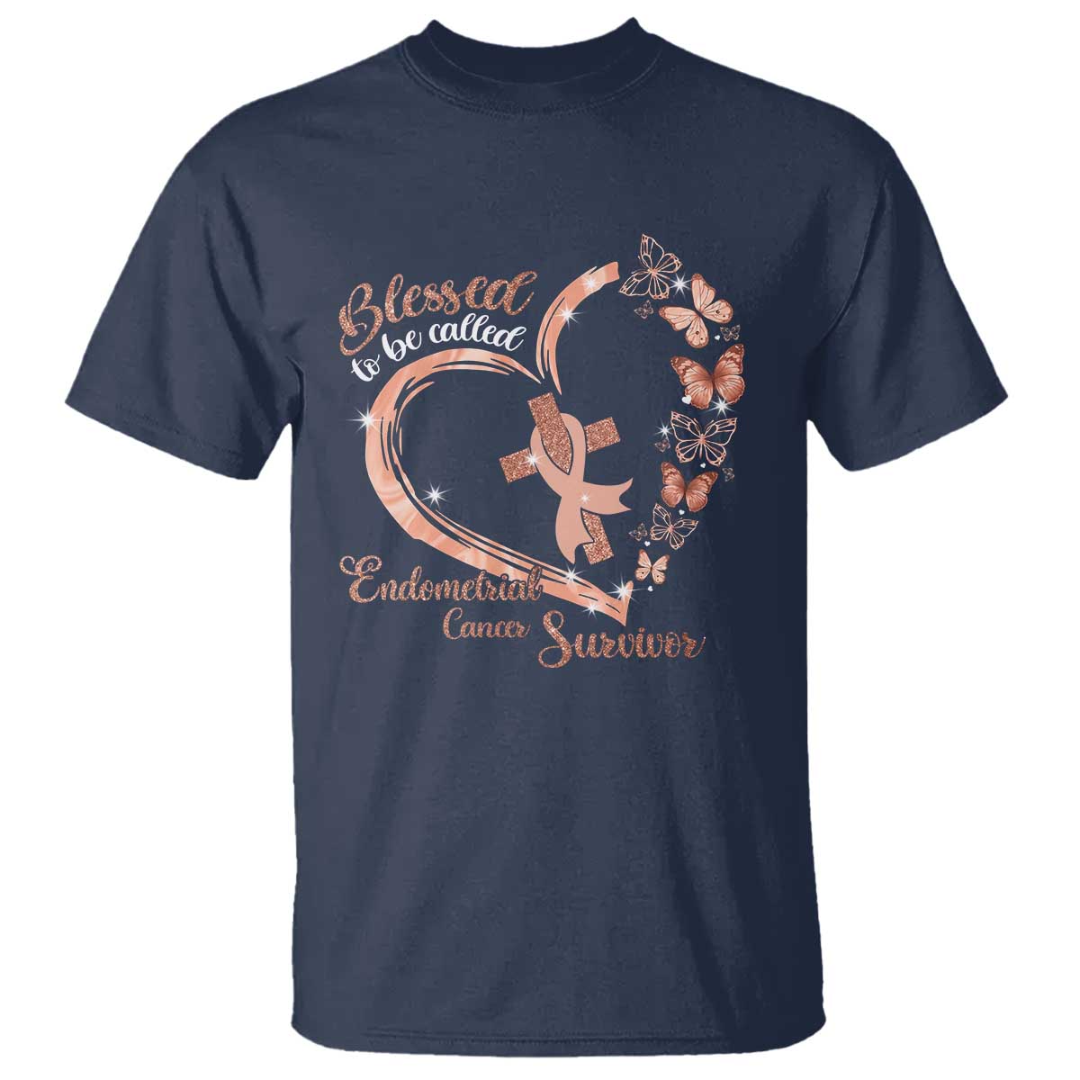 Endometrial Cancer Warrior Gift T Shirt Blessed To Be Called A Survivor TS12 Navy Print Your Wear
