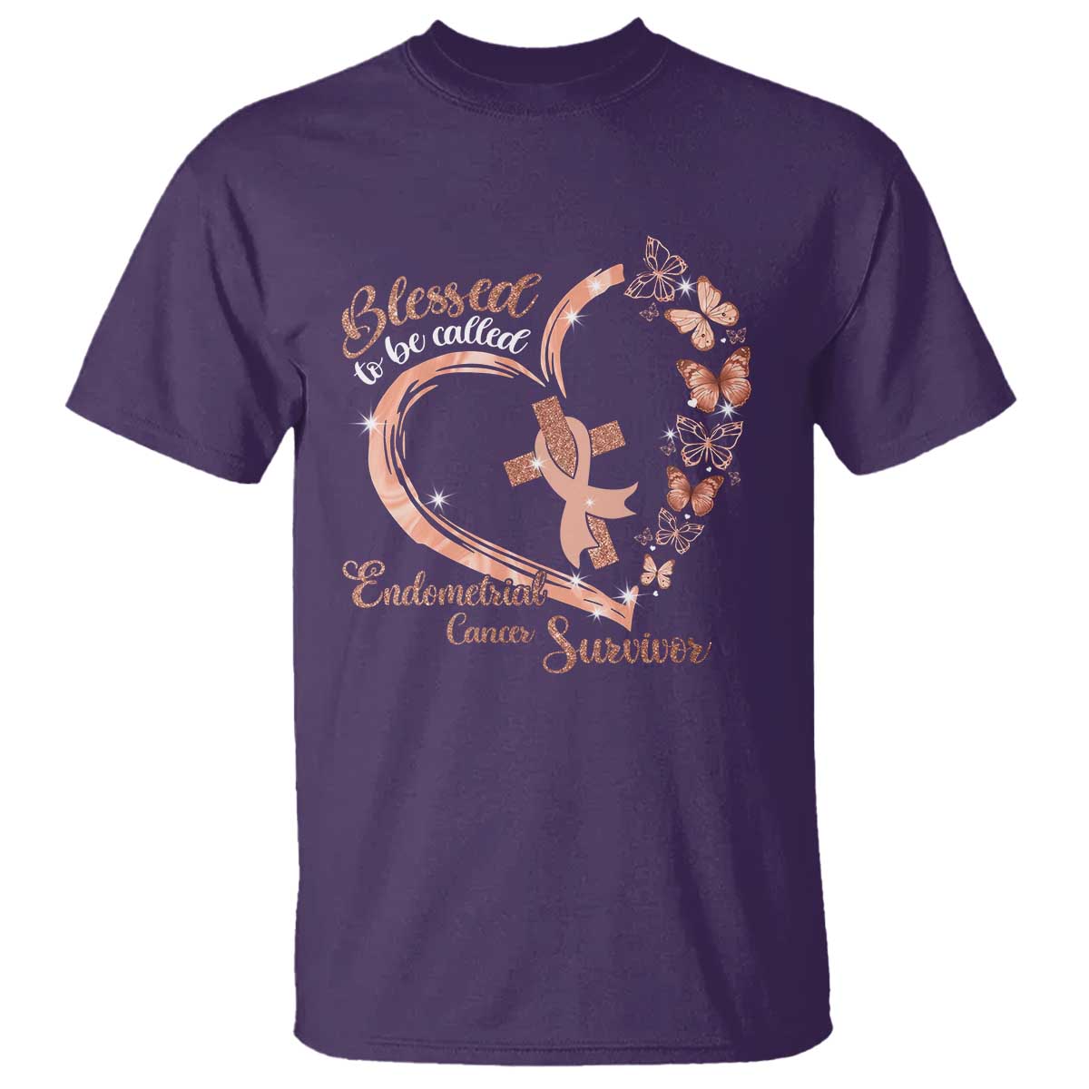 Endometrial Cancer Warrior Gift T Shirt Blessed To Be Called A Survivor TS12 Purple Print Your Wear