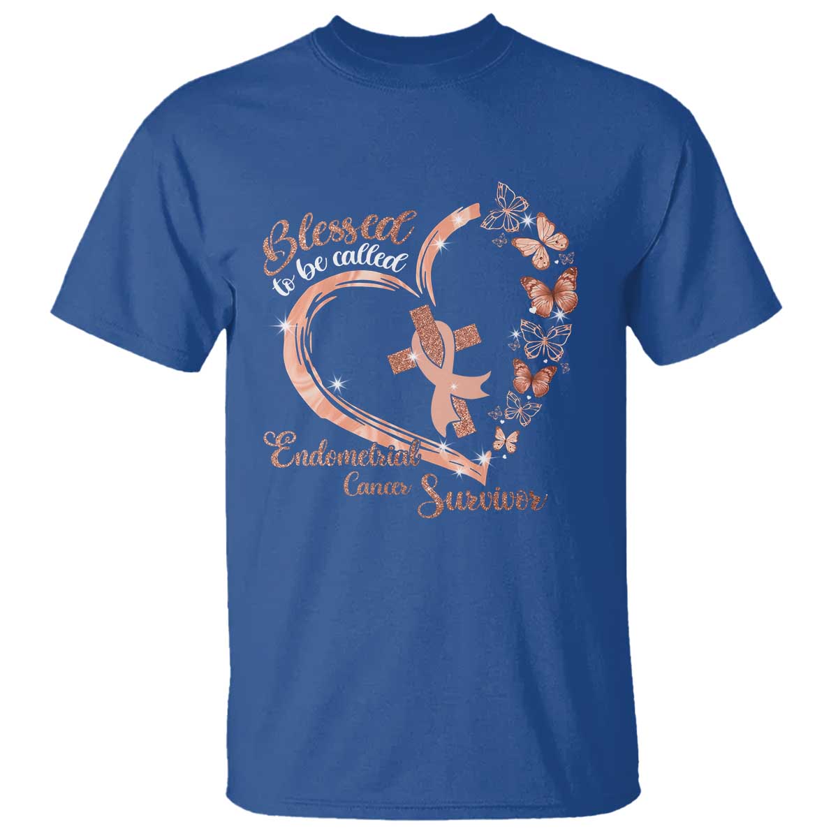 Endometrial Cancer Warrior Gift T Shirt Blessed To Be Called A Survivor TS12 Royal Blue Print Your Wear