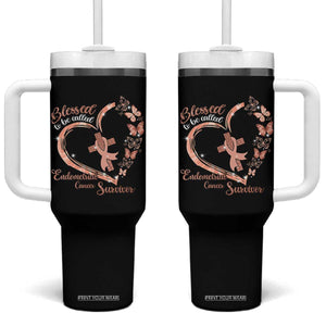 Endometrial Cancer Warrior Gift Tumbler With Handle Blessed To Be Called A Survivor TS12 One Size: 40 oz Black Print Your Wear