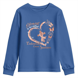 Endometrial Cancer Warrior Gift Youth Sweatshirt Blessed To Be Called A Survivor TS12 Royal Blue Print Your Wear