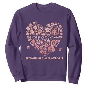 Endometrial Cancer Family Support Sweatshirt I Wear Peach For My Mom TS12 Purple Print Your Wear