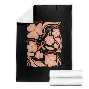 Endometrial Cancer Support Squad Floral Gift Throw Blanket In September We Wear Peach TS12 Black Print Your Wear