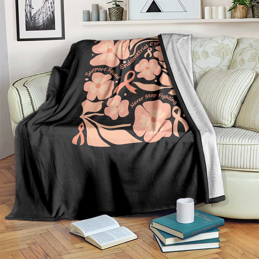 Endometrial Cancer Support Squad Floral Gift Throw Blanket In September We Wear Peach TS12 Print Your Wear