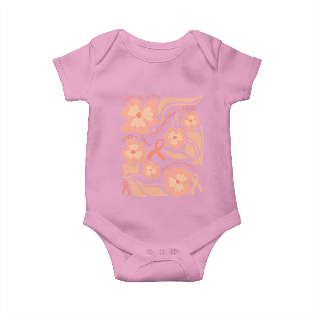 Endometrial Cancer Support Squad Floral Gift Baby Onesie In September We Wear Peach TS12 Light Pink Print Your Wear