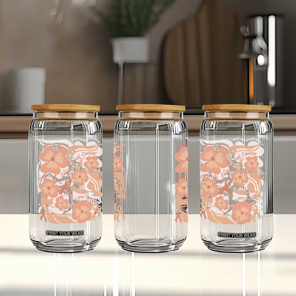 Endometrial Cancer Support Squad Floral Gift Glass Can In September We Wear Peach TS12 Print Your Wear
