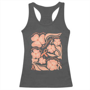 Endometrial Cancer Support Squad Floral Gift Racerback Tank Top In September We Wear Peach TS12 Dark Heather Print Your Wear