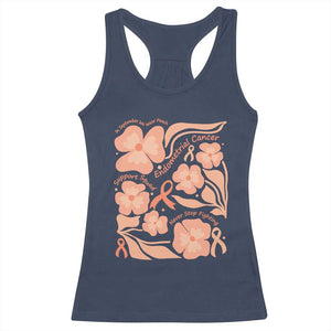 Endometrial Cancer Support Squad Floral Gift Racerback Tank Top In September We Wear Peach TS12 Navy Print Your Wear