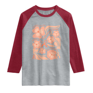 Endometrial Cancer Support Squad Floral Gift Raglan Shirt In September We Wear Peach TS12 Heather Gray Heather Red Print Your Wear