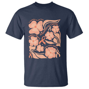 Endometrial Cancer Support Squad Floral Gift T Shirt In September We Wear Peach TS12 Navy Print Your Wear