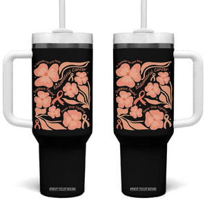 Endometrial Cancer Support Squad Floral Gift Tumbler With Handle In September We Wear Peach TS12 One Size: 40 oz Black Print Your Wear