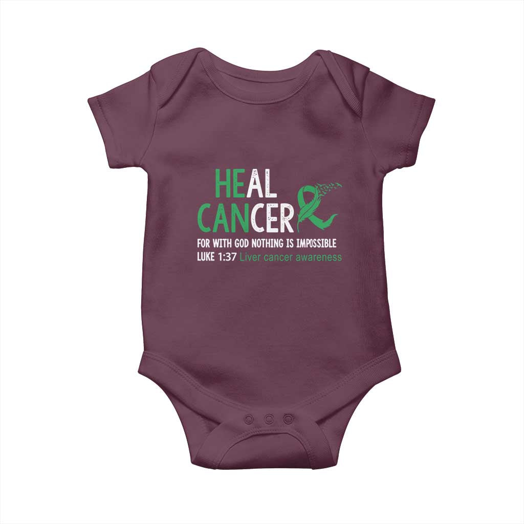 Heal Cancer Nothing Is Impossible With God Baby Onesie Liver Cancer Support Gift TS12 Maroon Print Your Wear