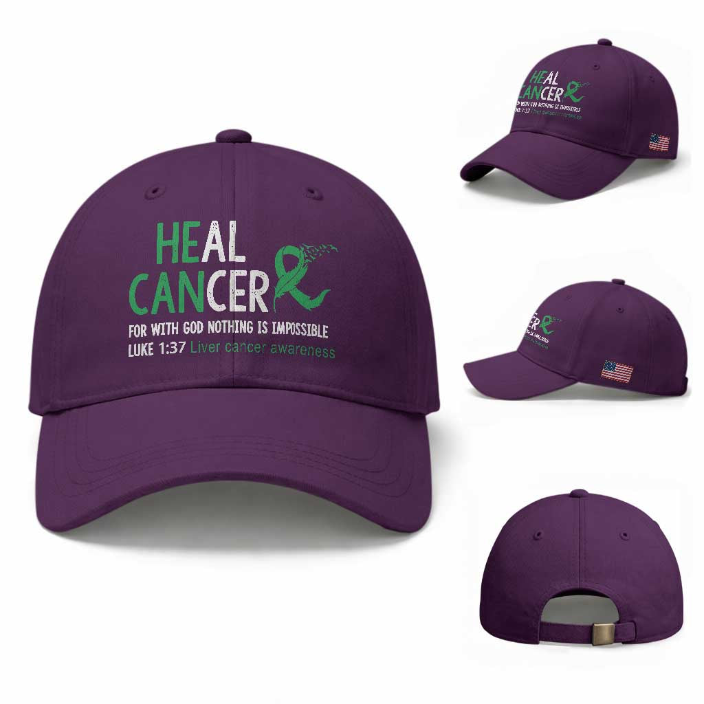 Heal Cancer Nothing Is Impossible With God Baseball Cap Liver Cancer Support Gift TS12 Baseball Cap Universal Fit Purple Print Your Wear