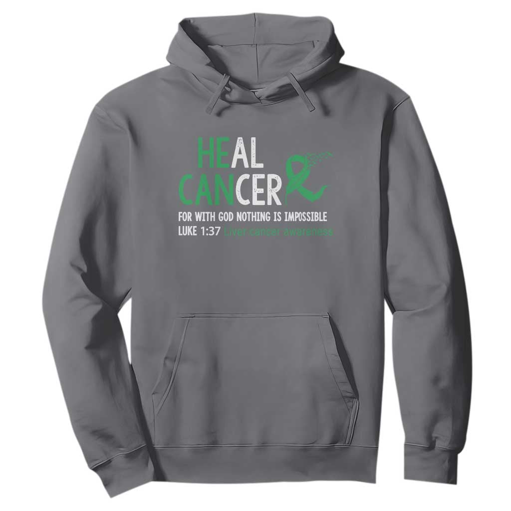 Heal Cancer Nothing Is Impossible With God Hoodie Liver Cancer Support Gift TS12 Charcoal Print Your Wear