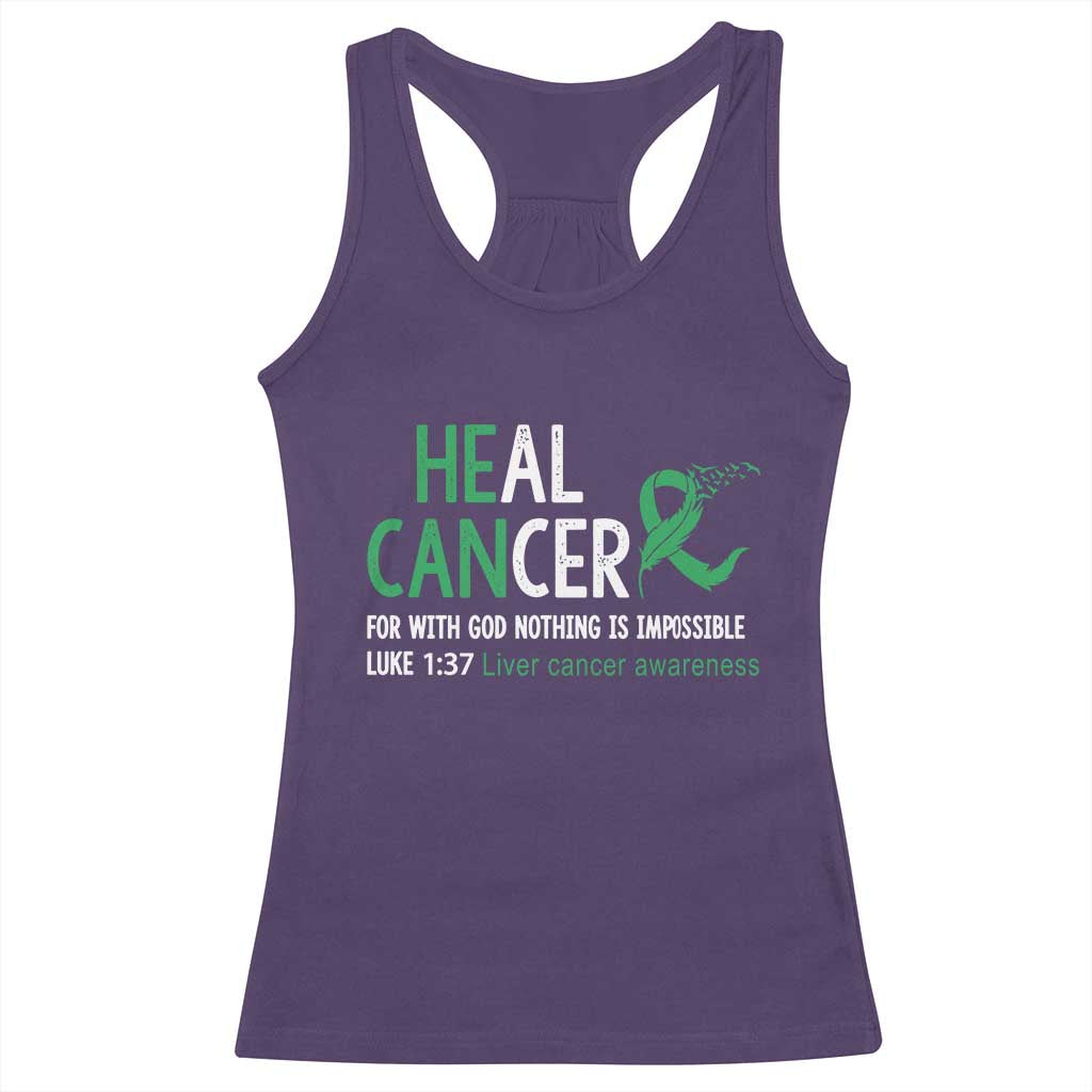 Heal Cancer Nothing Is Impossible With God Racerback Tank Top Liver Cancer Support Gift TS12 Purple Print Your Wear