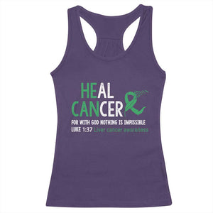 Heal Cancer Nothing Is Impossible With God Racerback Tank Top Liver Cancer Support Gift TS12 Purple Print Your Wear