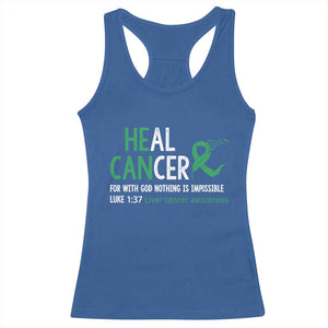 Heal Cancer Nothing Is Impossible With God Racerback Tank Top Liver Cancer Support Gift TS12 Royal Blue Print Your Wear
