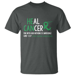Heal Cancer Nothing Is Impossible With God T Shirt Liver Cancer Support Gift TS12 Dark Heather Print Your Wear