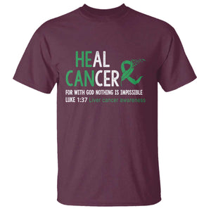 Heal Cancer Nothing Is Impossible With God T Shirt Liver Cancer Support Gift TS12 Maroon Print Your Wear