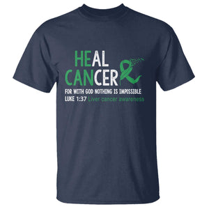 Heal Cancer Nothing Is Impossible With God T Shirt Liver Cancer Support Gift TS12 Navy Print Your Wear