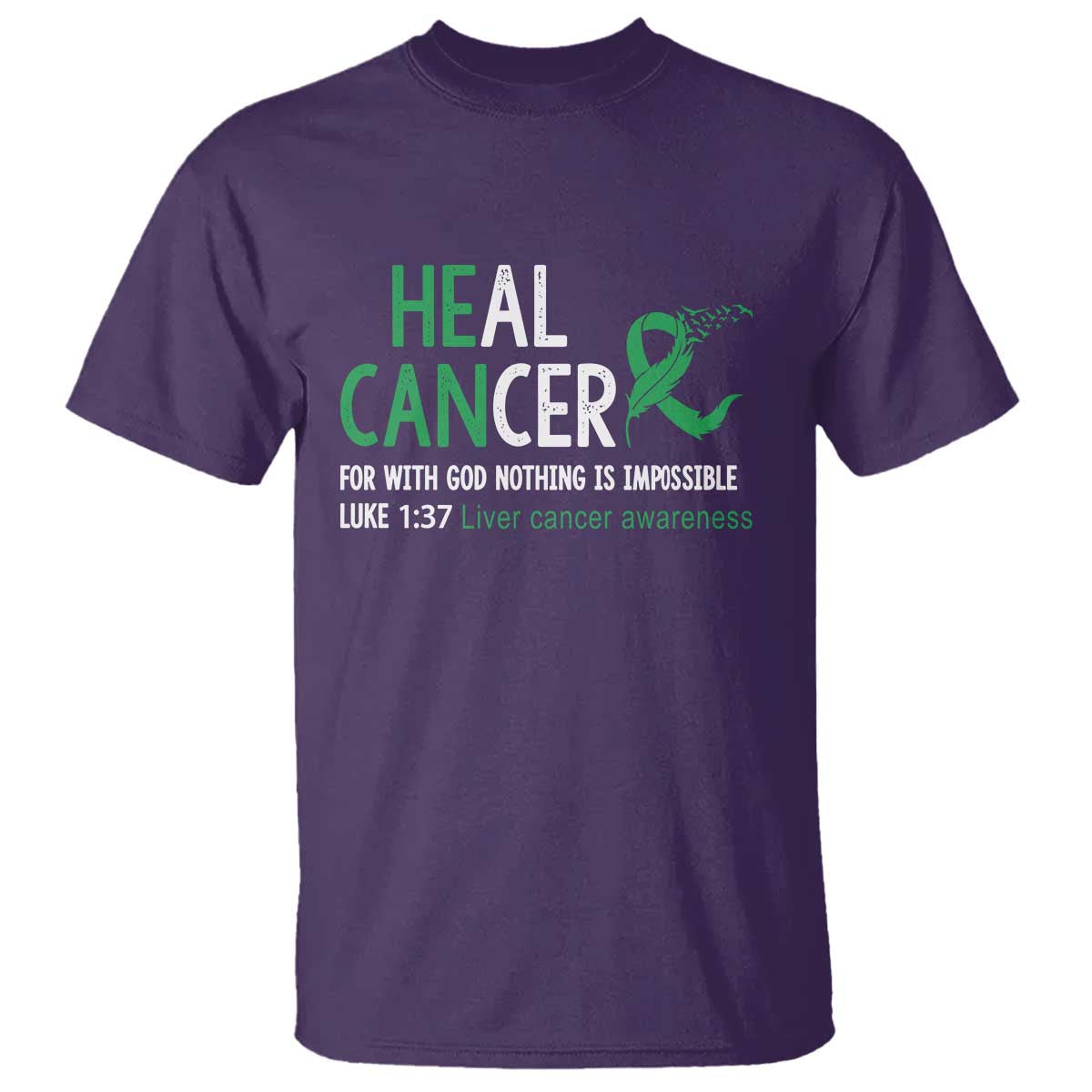 Heal Cancer Nothing Is Impossible With God T Shirt Liver Cancer Support Gift TS12 Purple Print Your Wear