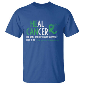 Heal Cancer Nothing Is Impossible With God T Shirt Liver Cancer Support Gift TS12 Royal Blue Print Your Wear