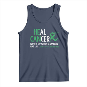 Heal Cancer Nothing Is Impossible With God Tank Top Liver Cancer Support Gift TS12 Navy Print Your Wear