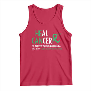 Heal Cancer Nothing Is Impossible With God Tank Top Liver Cancer Support Gift TS12 Red Print Your Wear