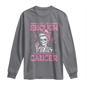 Funny Skeleton Breast Cancer Long Sleeve Shirt I Dont Have Enough Middle Fingers TS12 Charcoal Print Your Wear