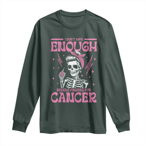 Funny Skeleton Breast Cancer Long Sleeve Shirt I Dont Have Enough Middle Fingers TS12 Dark Forest Green Print Your Wear