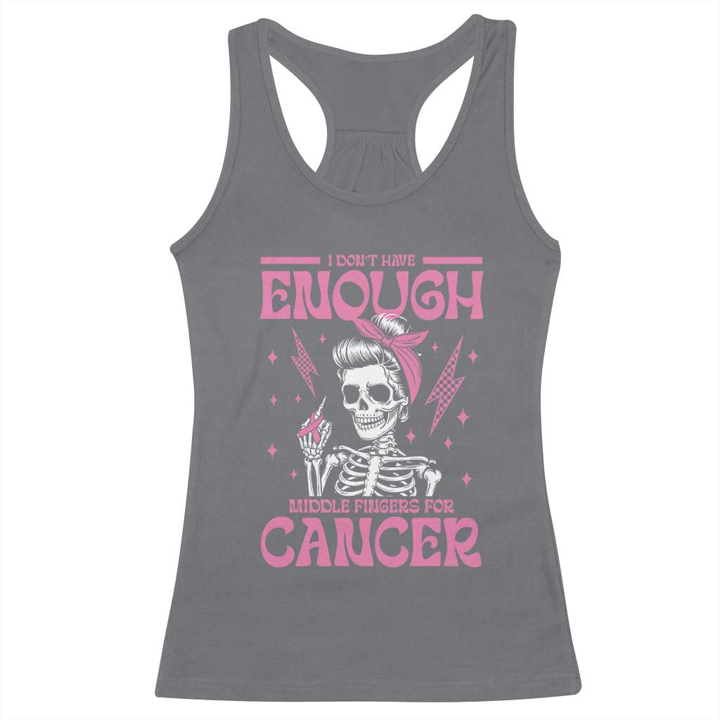 Funny Skeleton Breast Cancer Racerback Tank Top I Dont Have Enough Middle Fingers TS12 Charcoal Print Your Wear
