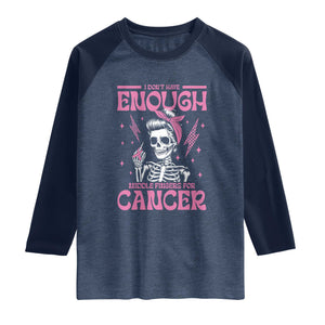 Funny Skeleton Breast Cancer Raglan Shirt I Dont Have Enough Middle Fingers TS12 Heather Denim Navy Print Your Wear